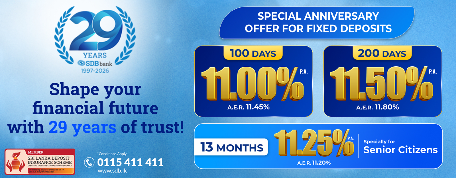 Special Anniversary offers for Fixed Deposits banner