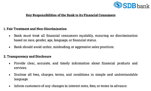 Key Responsibilities of the Bank to its Financial Consumers thumb